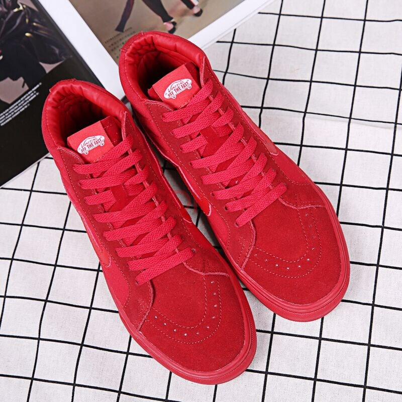 同款官网男鞋女鞋运动鞋女联名跑步帆布鞋情侣板鞋经典款 高帮红色款