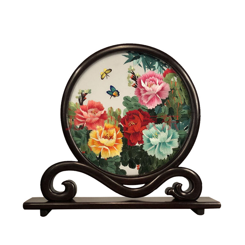 顺兴礼品 苏州特产苏绣双面绣台屏送老外商务礼品刺绣摆件中国特色手