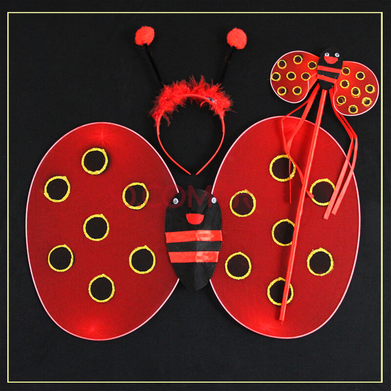 蝴蝶翅膀万圣节儿童表演用品舞台演出道具瓢虫 天使蜜蜂 a款三件套