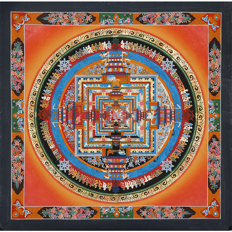 西藏一级唐卡画师夏吾他彩绘时轮金刚坛城