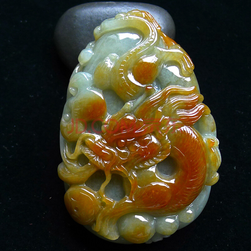 皇家大福翡翠 冰糯种褐黄翡翠龙行天下挂件96.22g