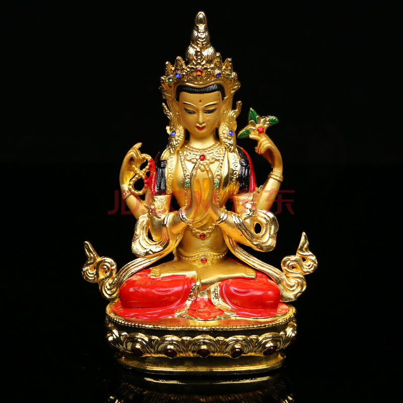 【宗教文化】密宗彩绘四臂观音像 佛法加持