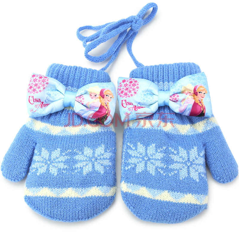 迪士尼(disney)冰雪奇缘儿童手套双层女童加厚保暖 6ds008s-3蓝色