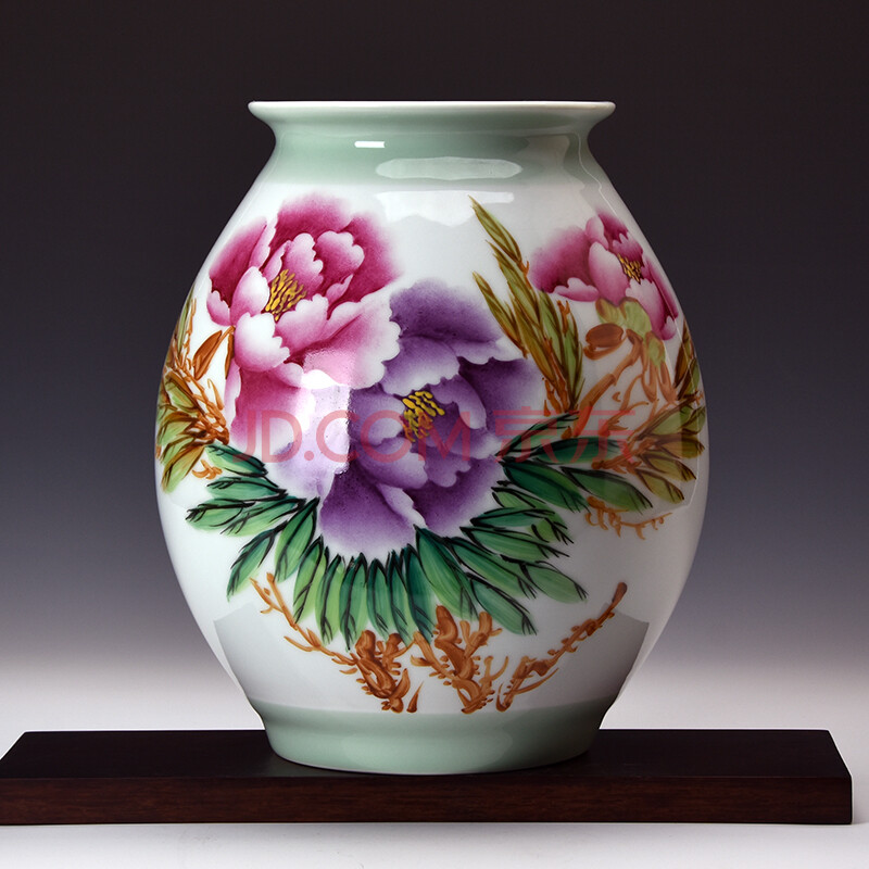 粉彩花开富贵花瓶 景德镇手工老艺人 吴金松作品