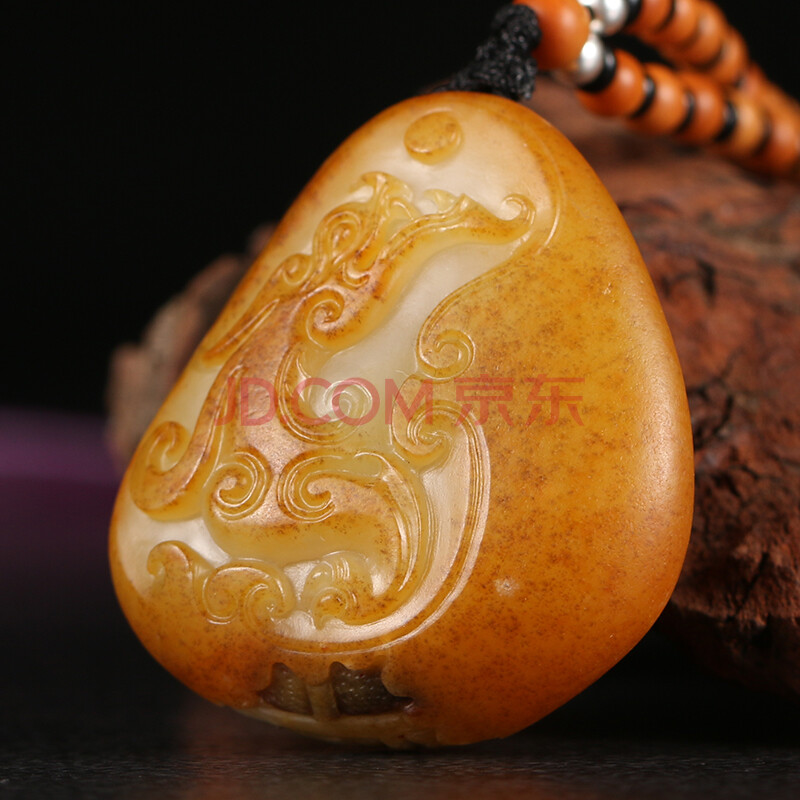 苏州玉雕大师杨三喜作品 玉龙喀什河 籽料橘皮仿古龙 挂件25.