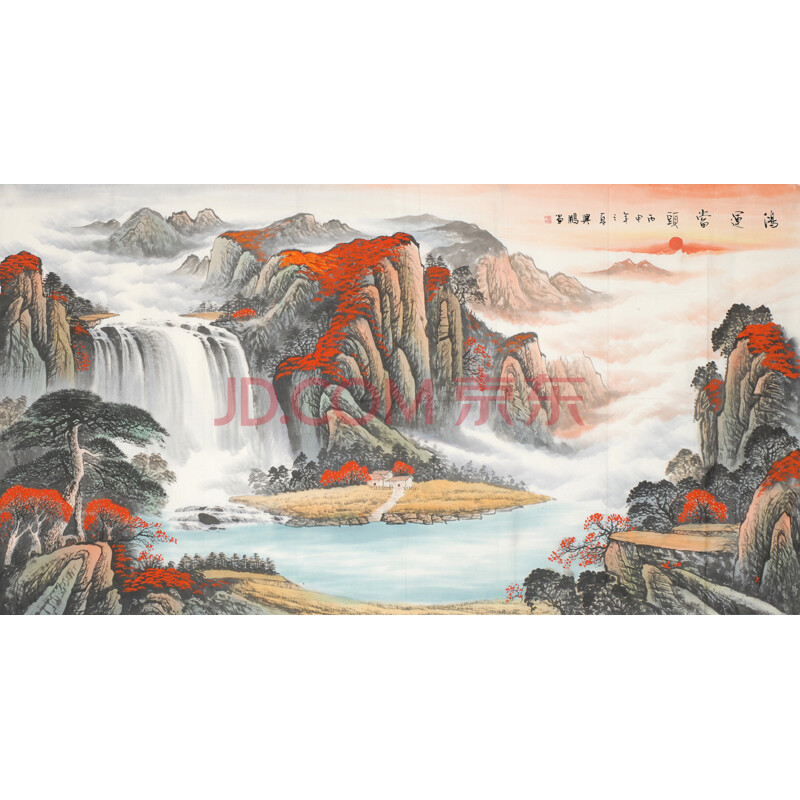 山水画家实力派 潘兴鹏《鸿运当头》三180cmx97cm
