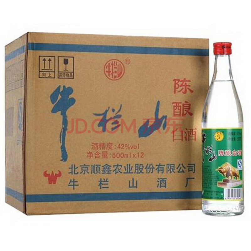 【中粮我买网】牛栏山 陈酿白酒 42度 白牛二 500ml*12