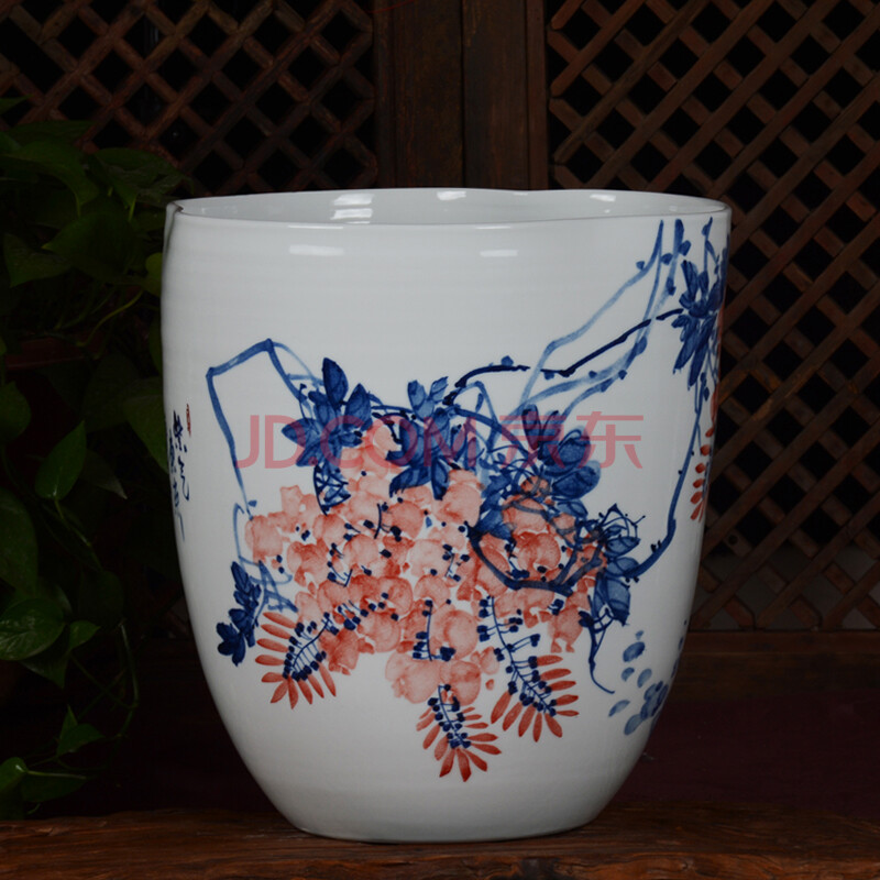 景德镇手绘釉下彩《紫气东来》瓷瓶 实力派陶艺家 邹长明