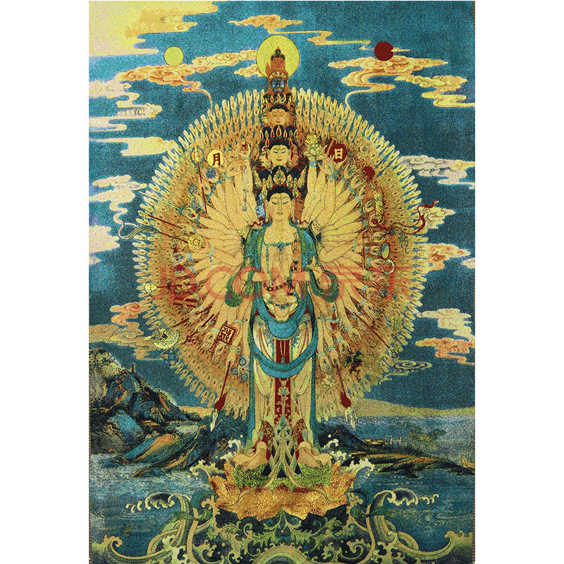 【宗教文化】明光精舍 刺绣唐卡 千手千眼观音画像