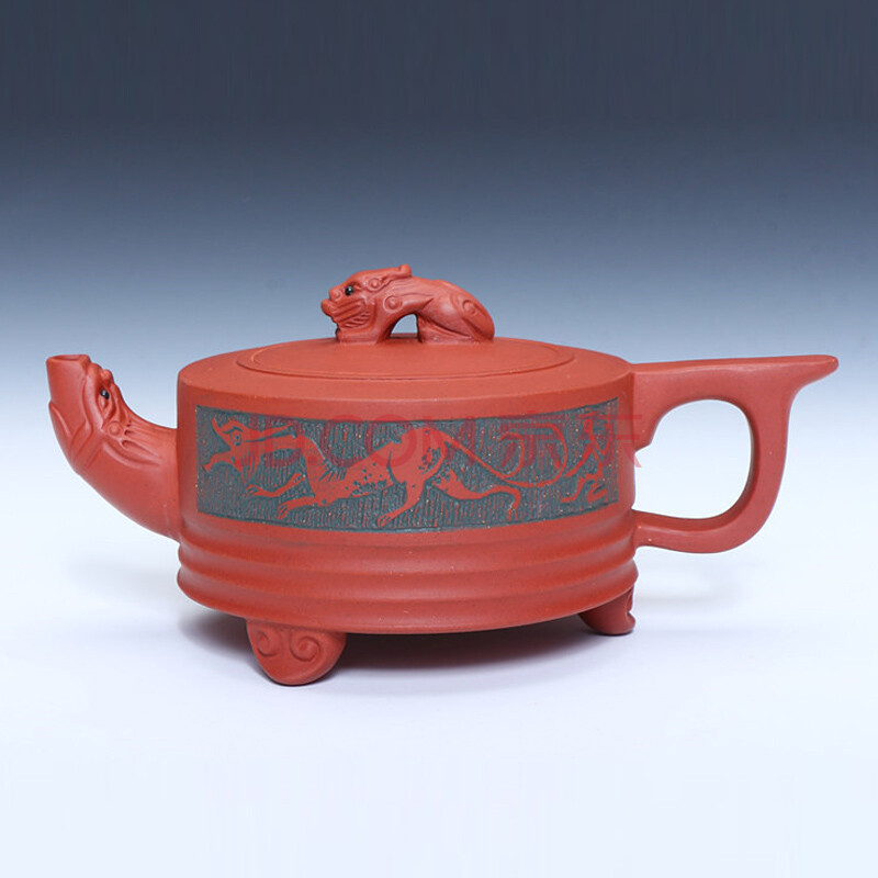 原矿紫砂泥 刀笔书法家陈复澄艺术馆出品 中华龙壶 附证书保真品