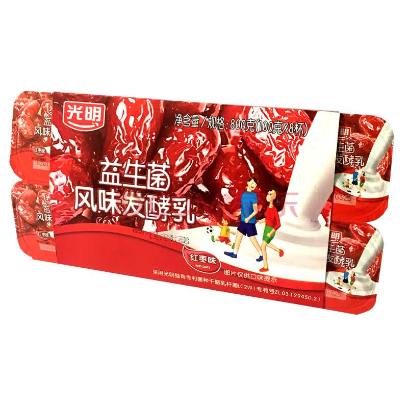 光明酸牛奶红枣味八连杯100g*8/组