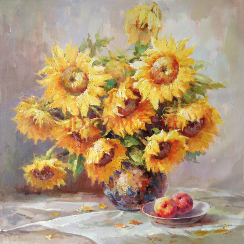 陈武君《向日葵》100x100cm布面油画
