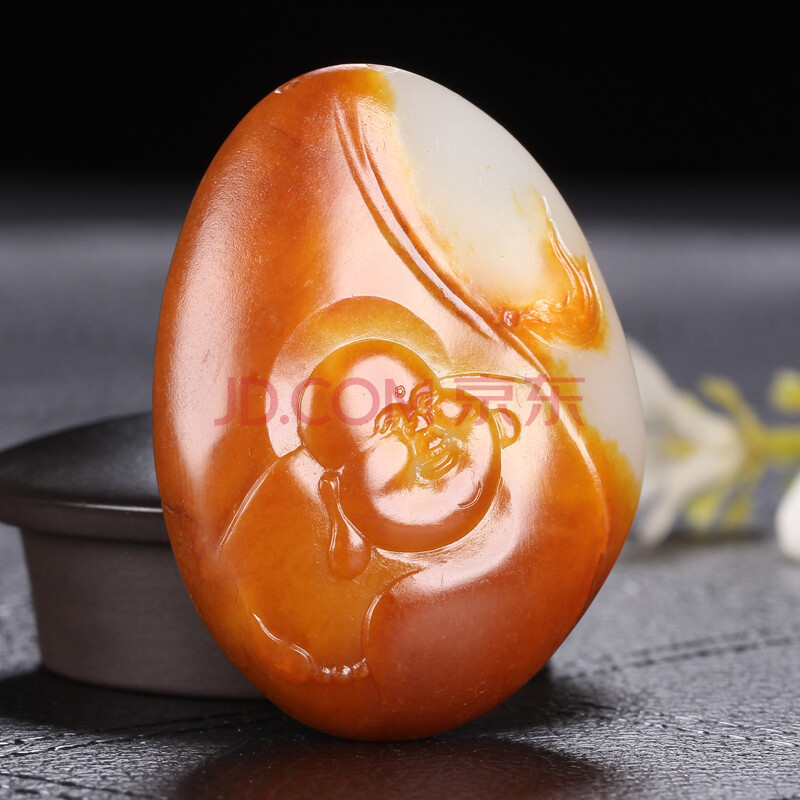 苏州名家玉雕大师刘程作品和田玉籽料 红沁皮 笑佛 30克 德新仁瑞玉器