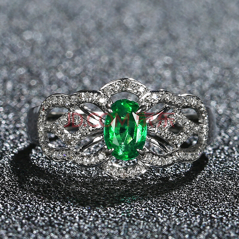 4ct_18k金镶嵌天然祖母绿伴钻石戒指