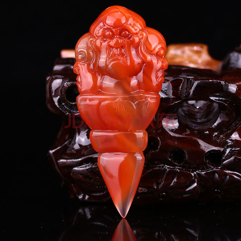 南红玛瑙精雕 金刚降魔杵挂件 23.52克 全榕珠宝