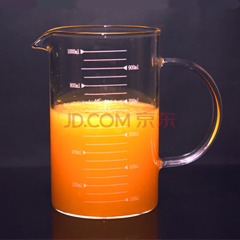 加厚带刻度的耐热玻璃量杯可微波炉加热带把大容量牛奶杯1000毫升crc