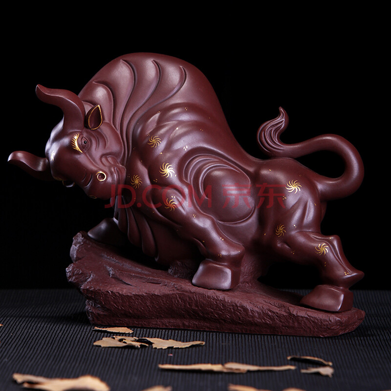 民间制壶师 周静贤 精品牛气冲天 原矿紫砂泥 描金工艺