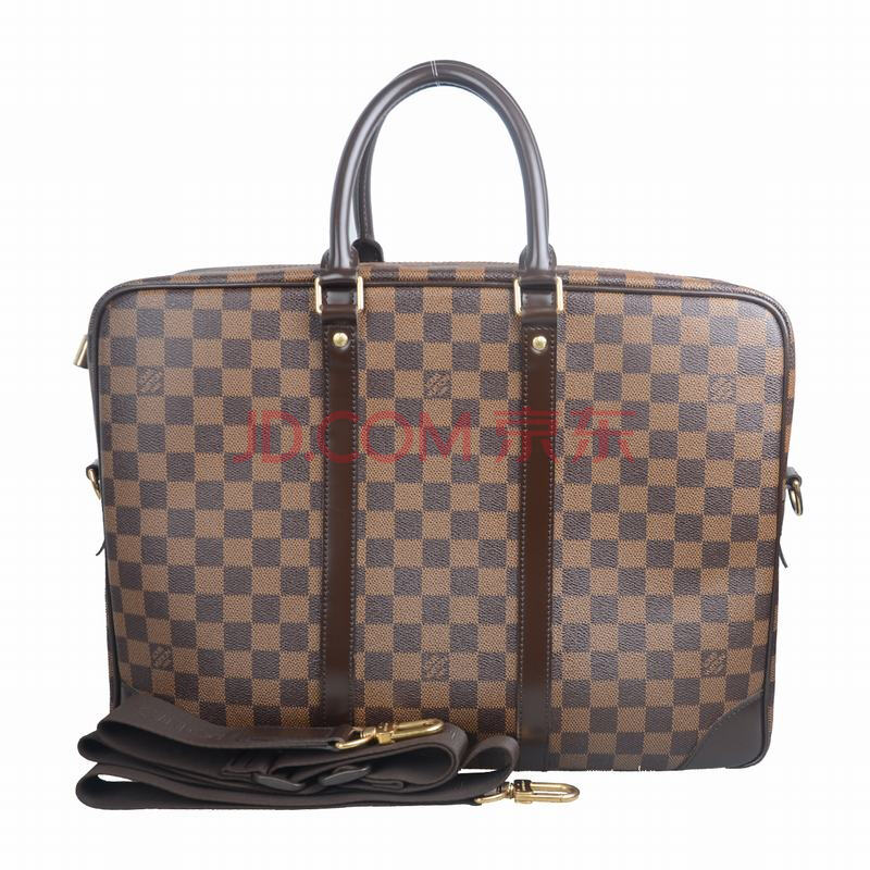 8新]lv路易威登经典棋盘格公文包pdv大号男手提包单肩包