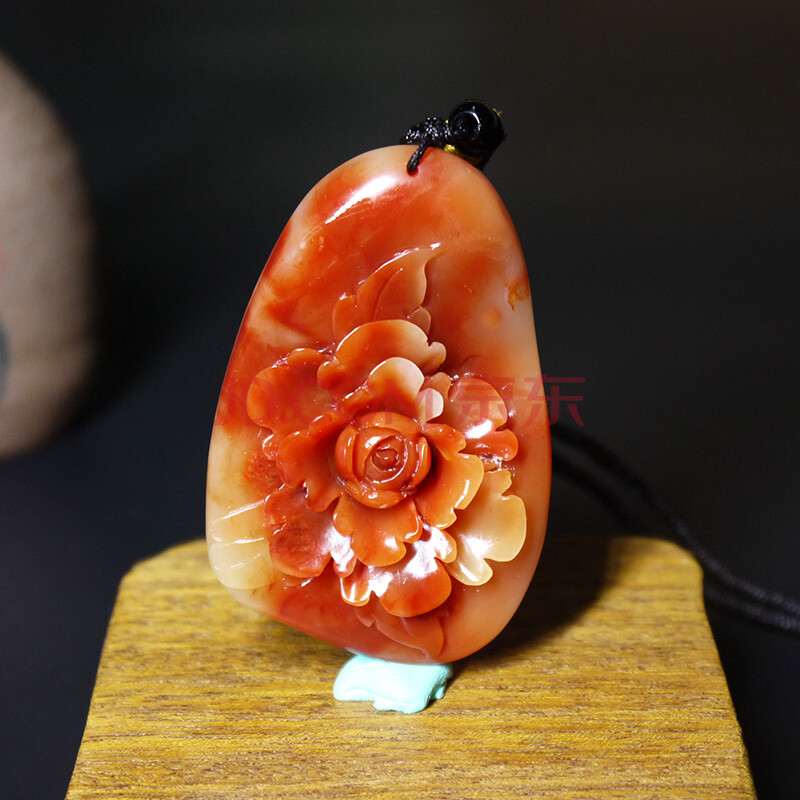 生辰纲寿山石吊坠芙蓉石 花开富贵50.35g