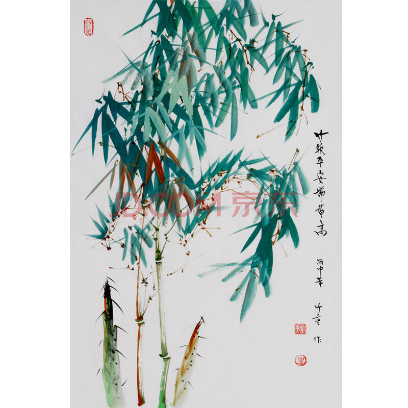 大师文人竹画泰斗 童承天 彩竹《竹报平安节节高》