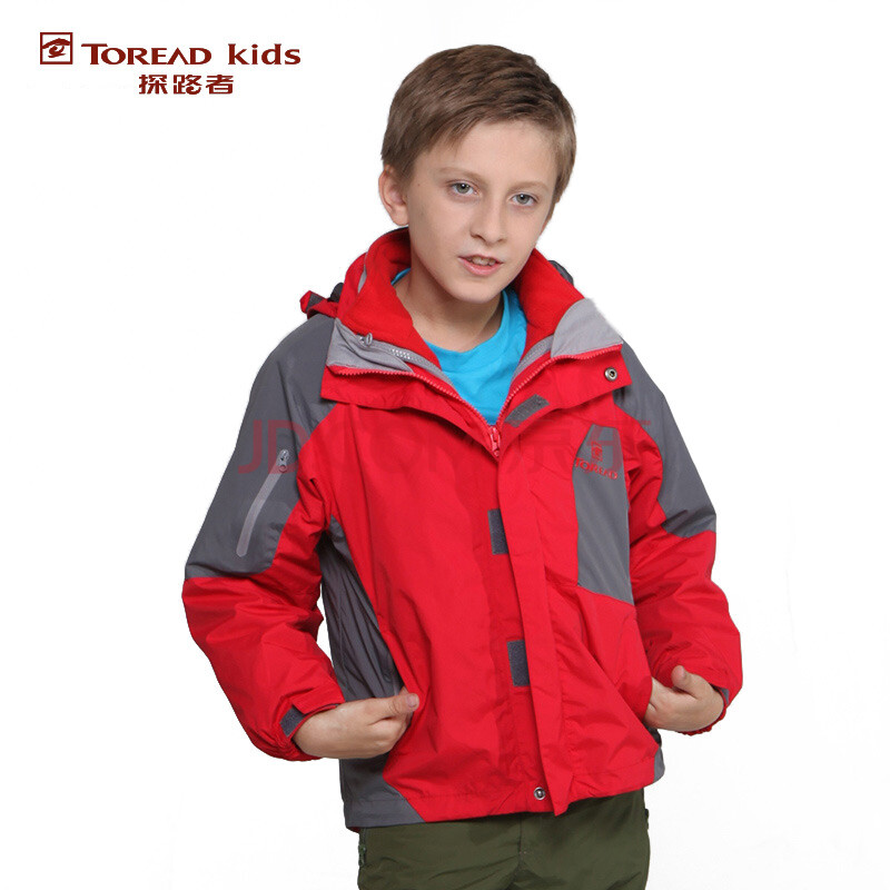 toread kids探路者童装2014新款男女童户外三合一套绒冲锋服 中国红