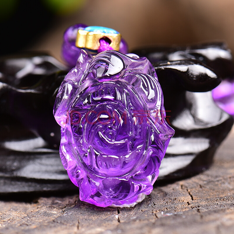 紫水晶雕刻立体花吊坠19.61克 【佰卓珠宝】