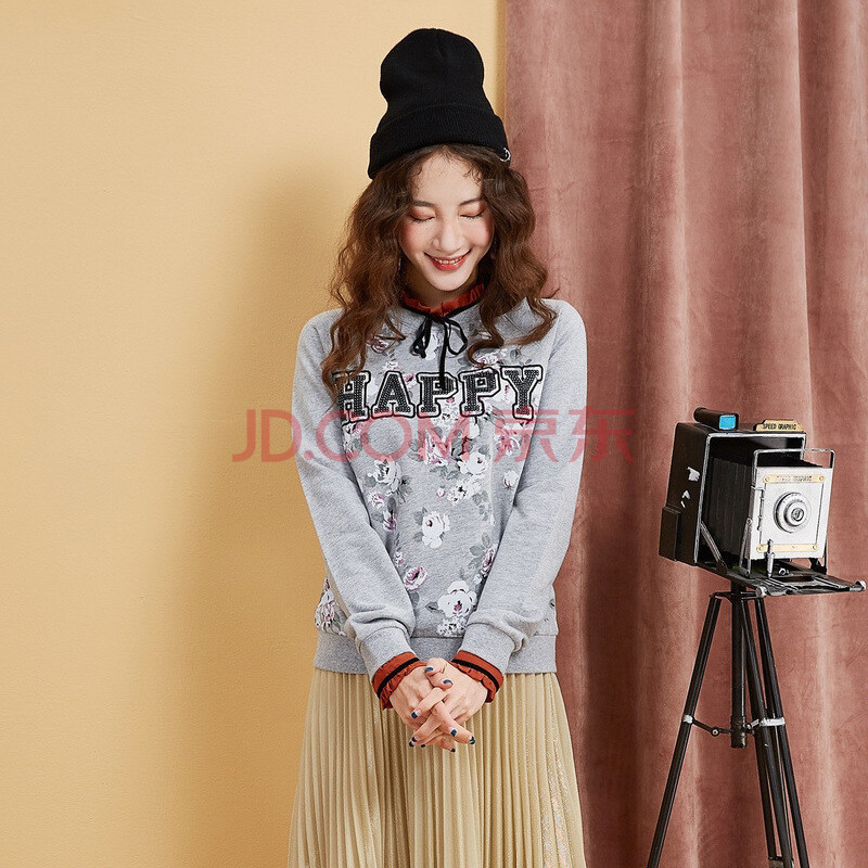 森马(Semir) 卫衣女2017秋季新款圆领韩版显瘦