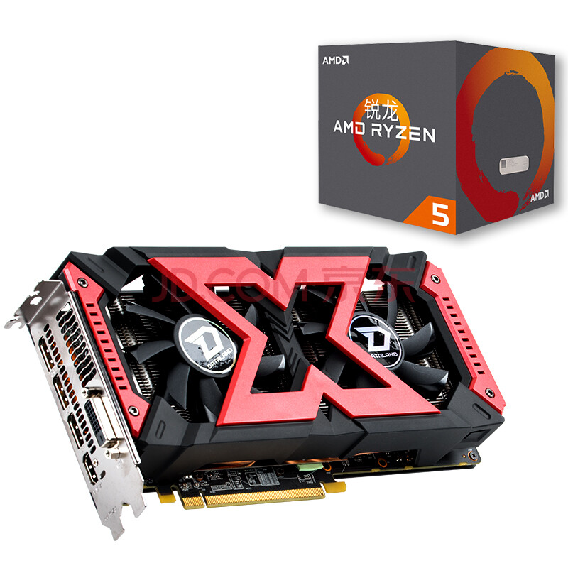 迪兰(dataland)rx 570 4g x-serial 战将 显卡 锐龙 amd ryzen 5 1600