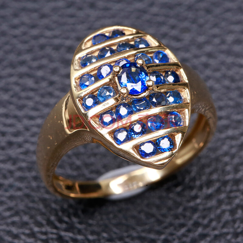 群镶蓝宝石戒指 18k金 jd83785