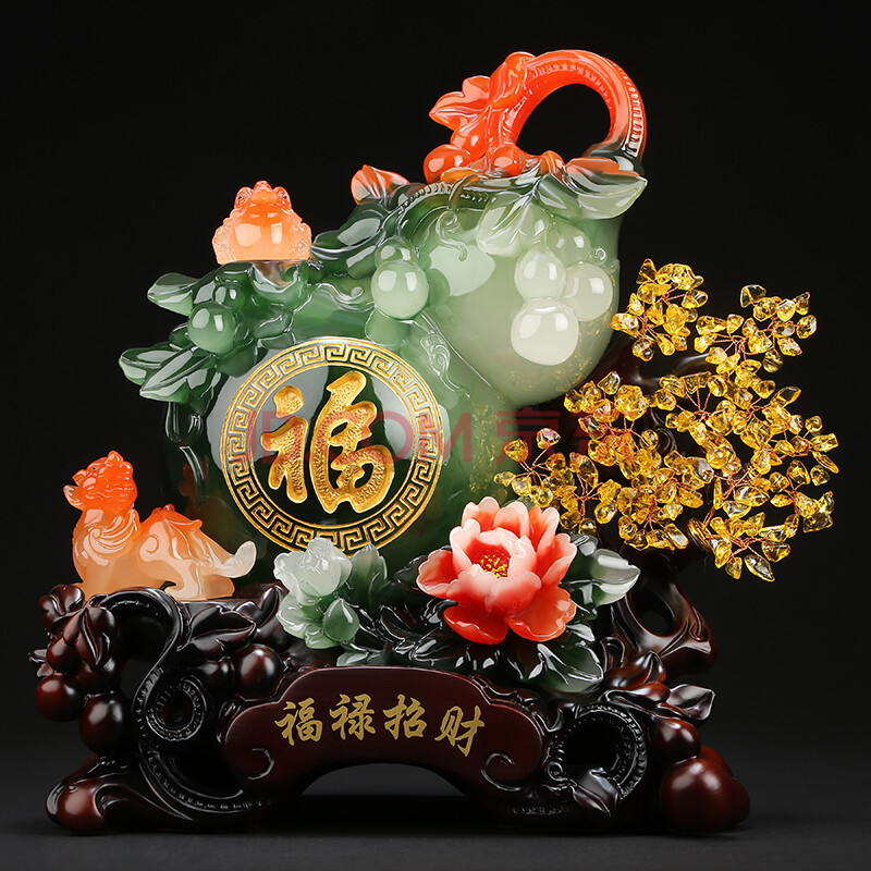 吉善堂 葫芦水晶树招财装饰摆件工艺品 家居客厅玄关办公室桌面电视柜