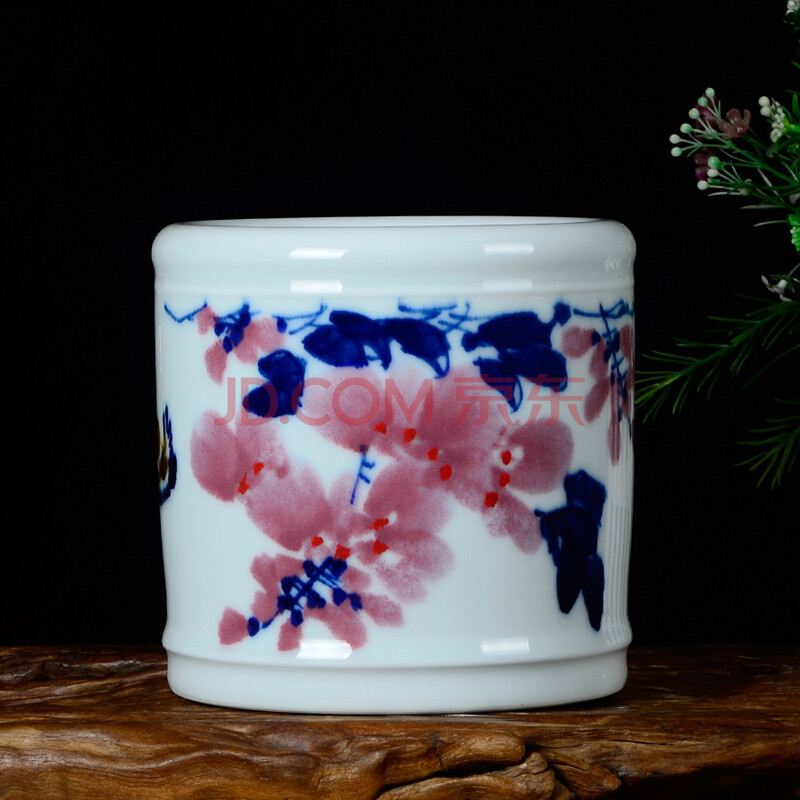 江西省工艺美术大师 黄丽萍《春曲》艺术藏品釉下彩陶瓷笔筒