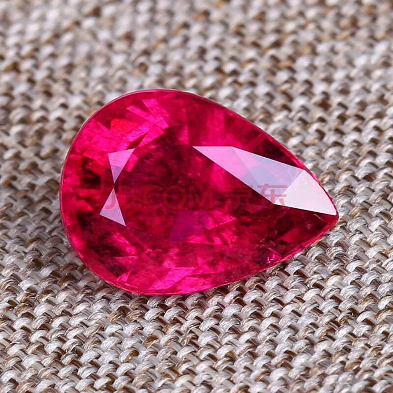 1ct 天然紫红色卢比来碧玺戒面 火彩好 水滴形 209620潮之恋珠宝