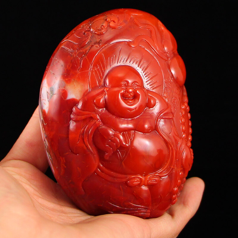 南红玛瑙精雕 佛引福来摆件 515.85克 全榕珠宝