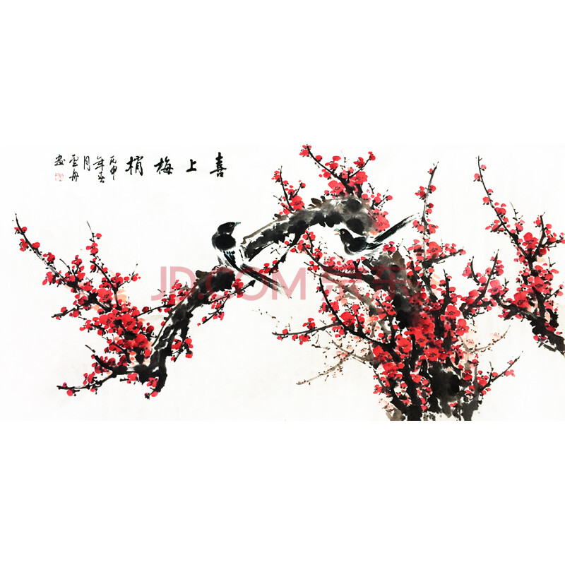 李云舟 《喜上眉梢》 喜鹊梅花作品