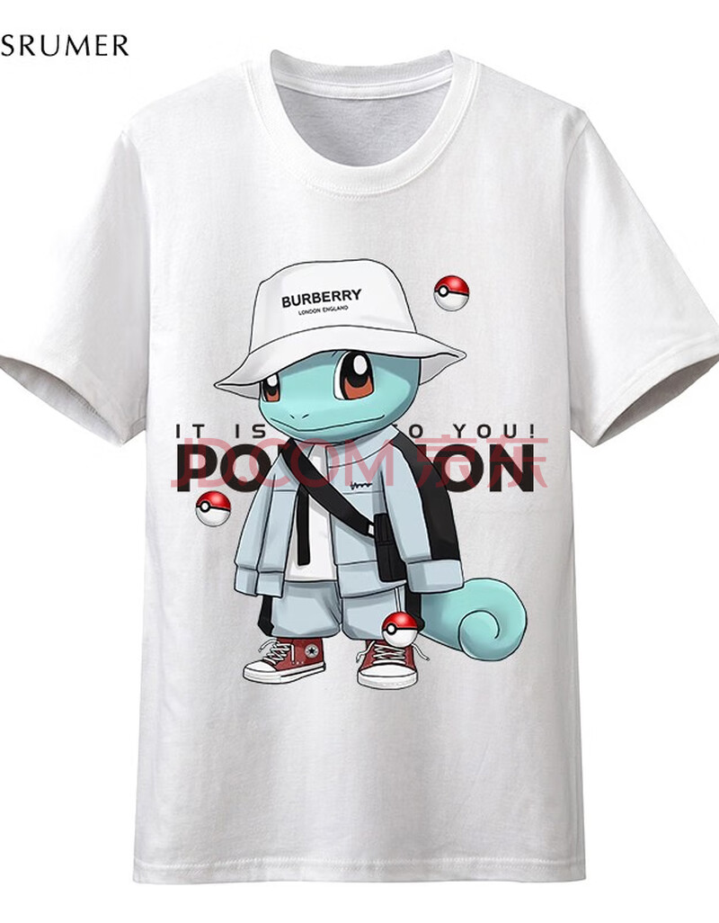 联名t恤男韩版宽松纯棉宠物小精灵ins潮牌半袖情侣装女短袖 杰尼龟