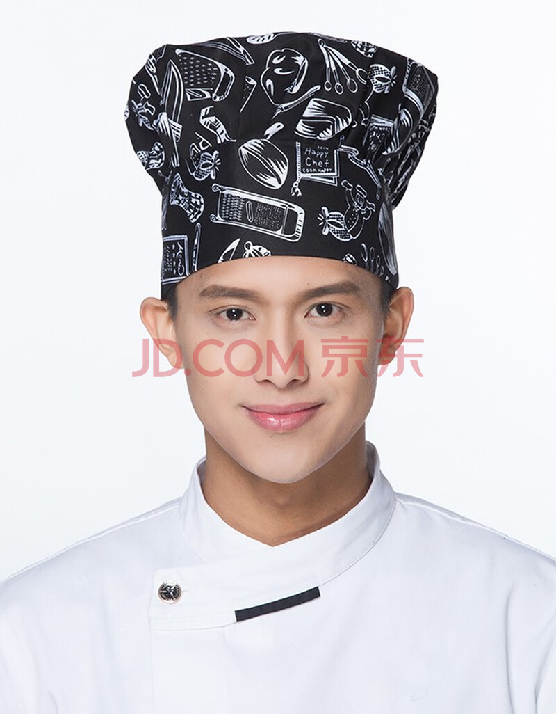 畅印厨师帽子男餐饮工作帽白色蘑菇帽女款酒店饭店后厨房防油烟棉布帽