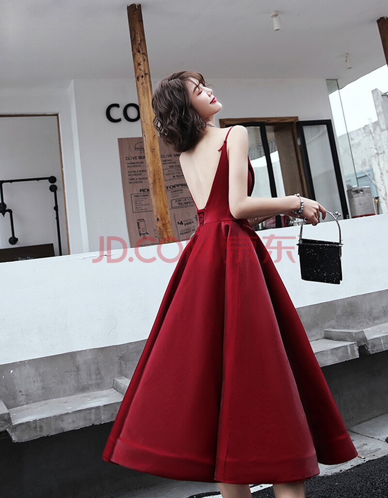 宴会新娘敬酒服晚礼服2020结婚新款吊带红色修身长款小个子回门服宴会