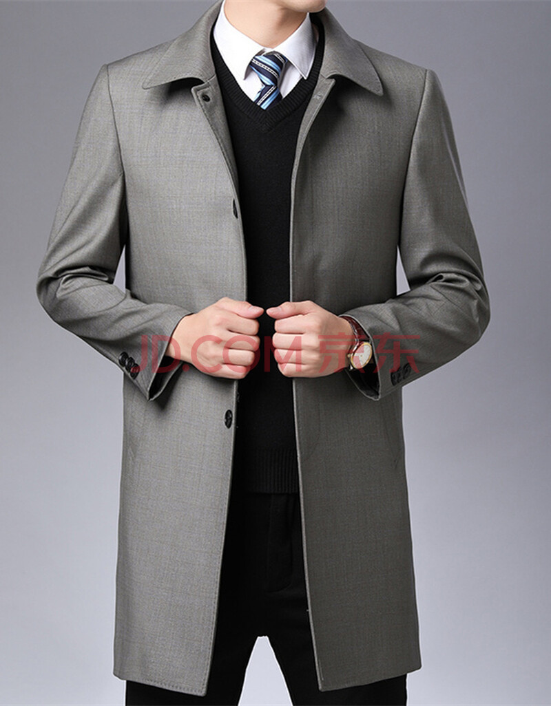 金盾(kin don)2021新款风衣中长款商务休闲男装领导款爸爸装外套上衣