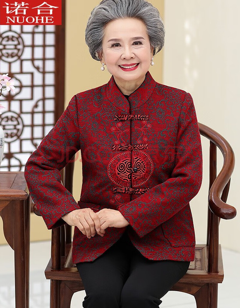 诺合中老年女装秋装外套奶奶装春秋套装老年人上衣服唐装妈妈装老太太