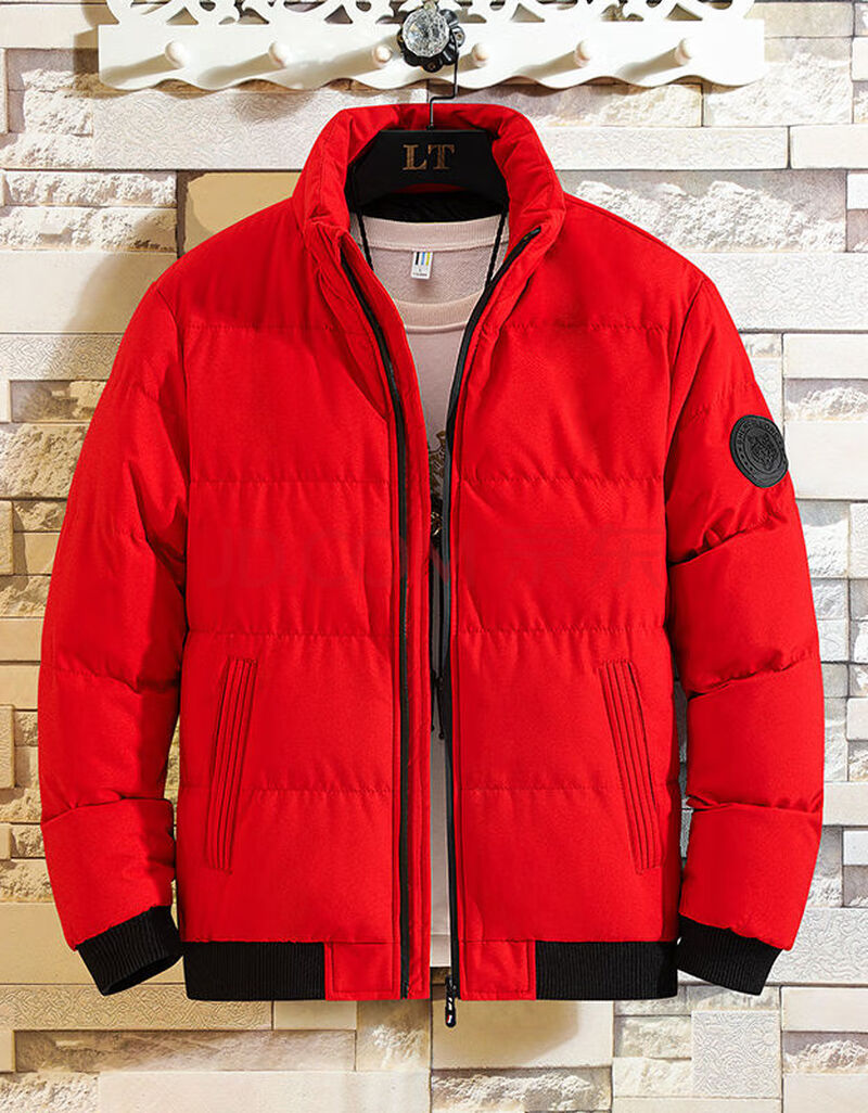 谦陌 大码男装胖子棉衣男红色本命年休闲外套男士冬装新款加肥加大