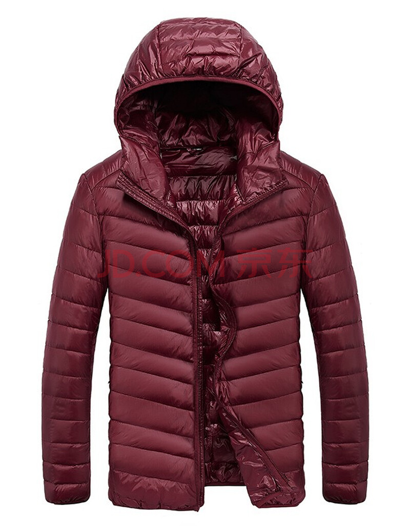 吉普盾羽绒服冬季薄款外套新品连帽时尚男轻便羽绒内丹ak 酒红色 3xl