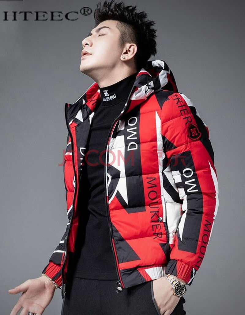 hteec香港潮牌白鸭绒羽绒服男2020新款秋冬保暖短款撞色轻薄潮流帅气