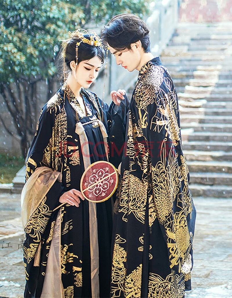 重回汉尚之华莲大唐钟灵记 汉服女【】中国风烫金情侣cp套装夏季仙气