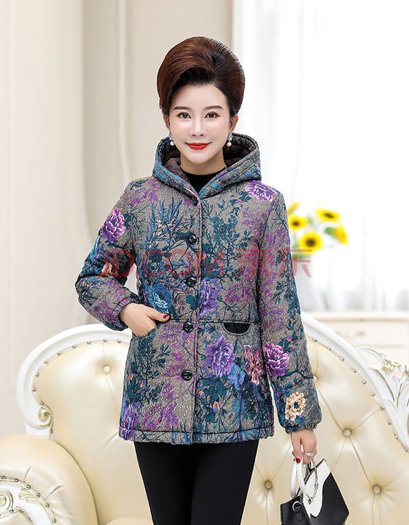 妈妈装冬装棉衣 中老年女装秋冬季棉服 中年大妈棉袄外套加厚加绒