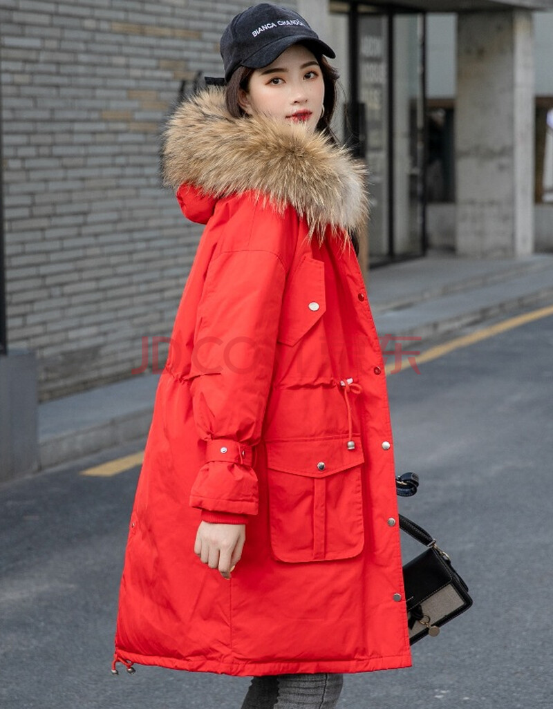 羽绒服女大码200斤中长款过膝2020新款韩版加肥加大宽松显瘦遮肉大毛