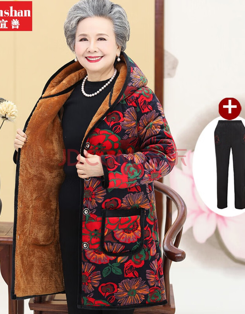 东北大花棉衣女士中老年人女冬装外套奶奶秋冬大花棉衣加绒棉袄70岁