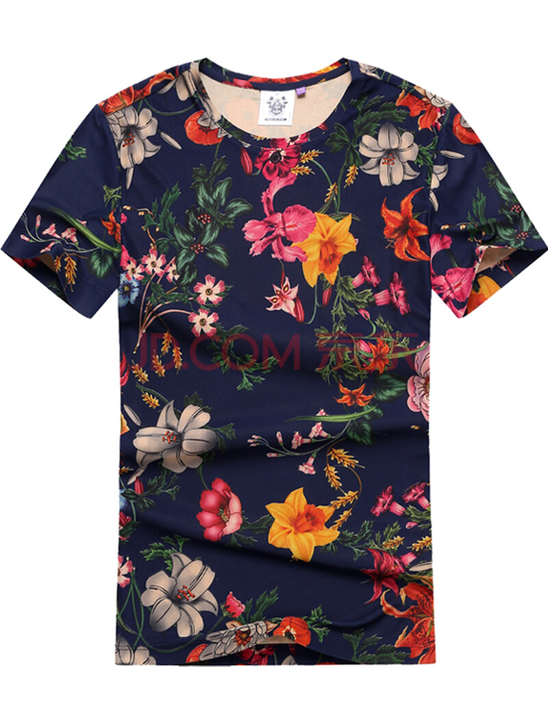 冰丝个性v领印花图案男短袖t恤非主流青少年古惑仔纹身花半袖男装