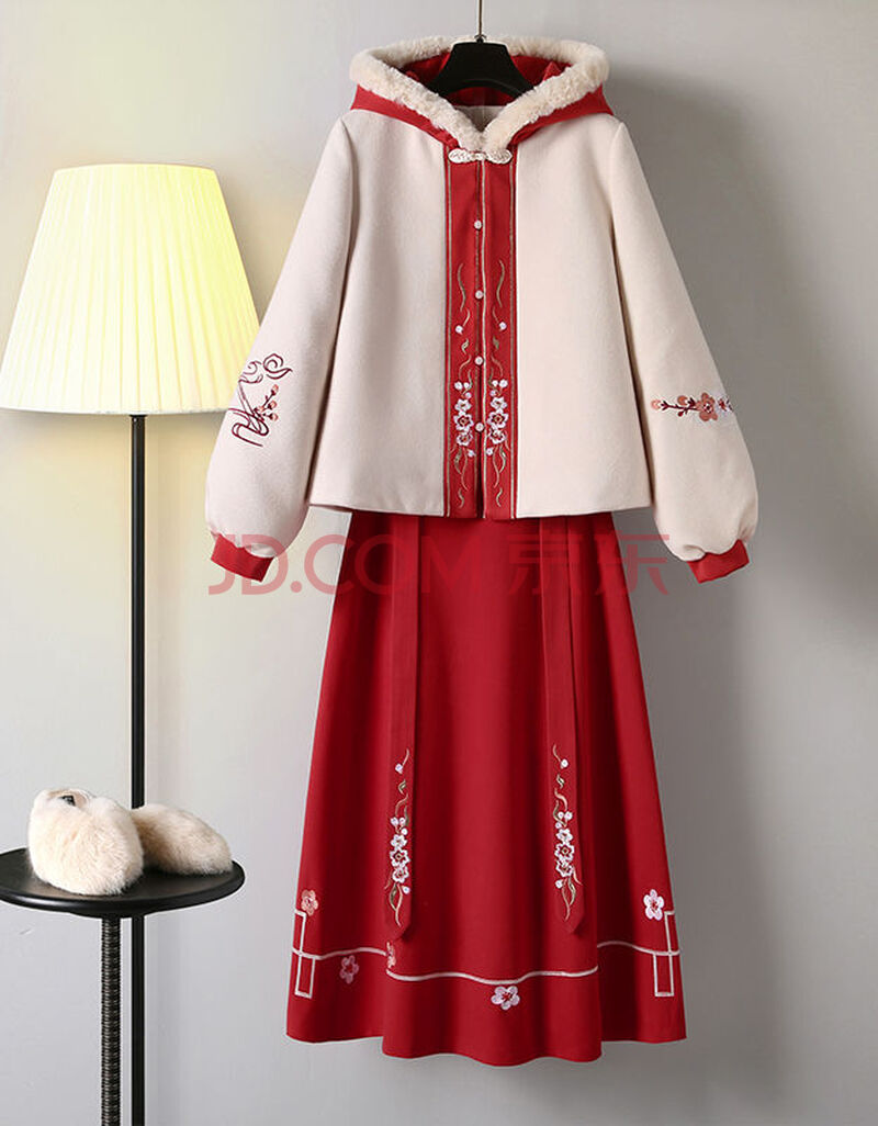 汉服女秋冬装红色拜年服中国风过年衣服新年装大人喜庆加厚套装【2月