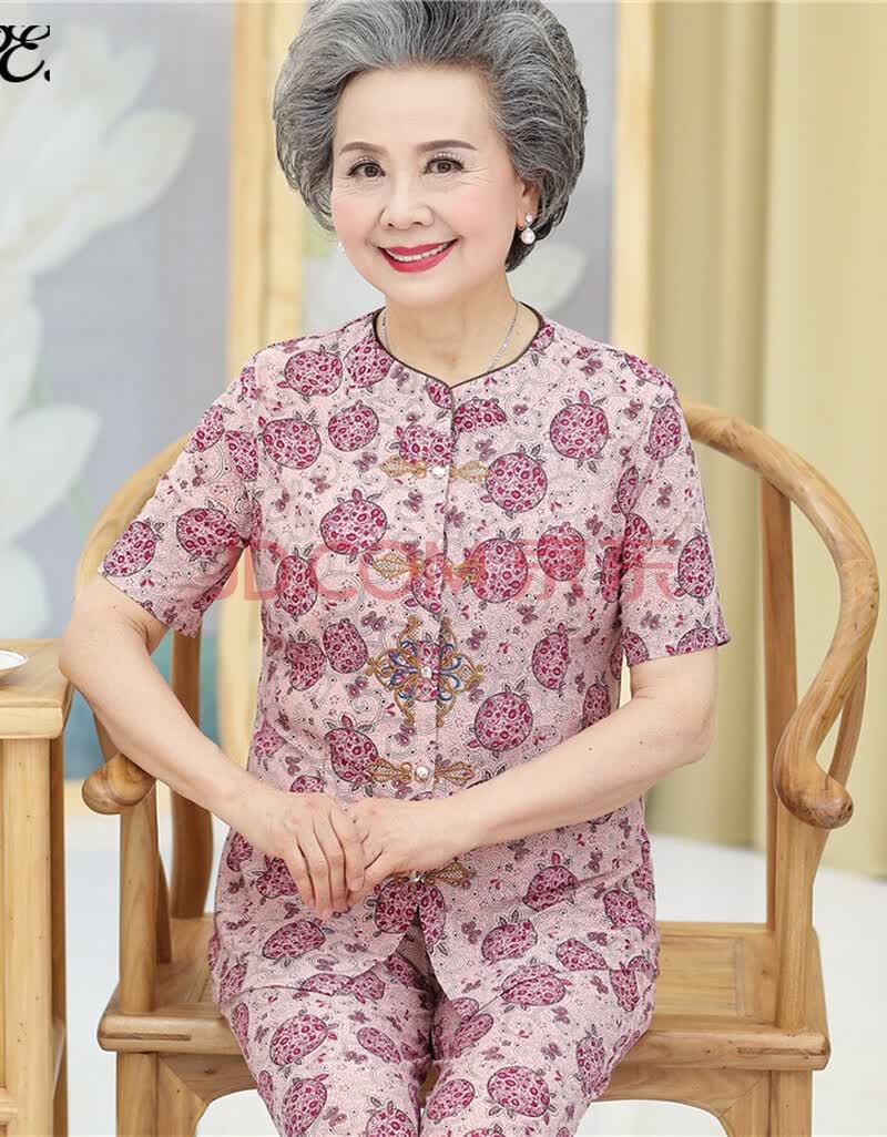 【高端 轻奢】中老年人女装夏装套装老人衣服夏季老太太奶奶中袖上衣