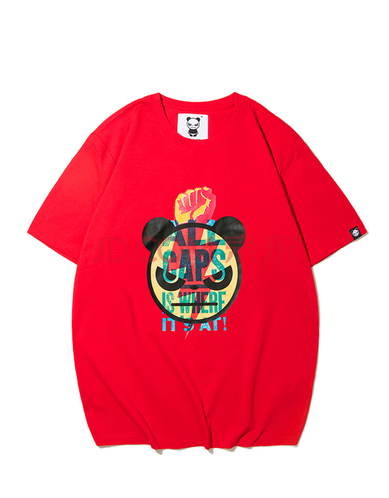 hipanda 你好熊猫 设计潮牌国潮女熊猫涂鸦图案t恤 深红色 170/xl